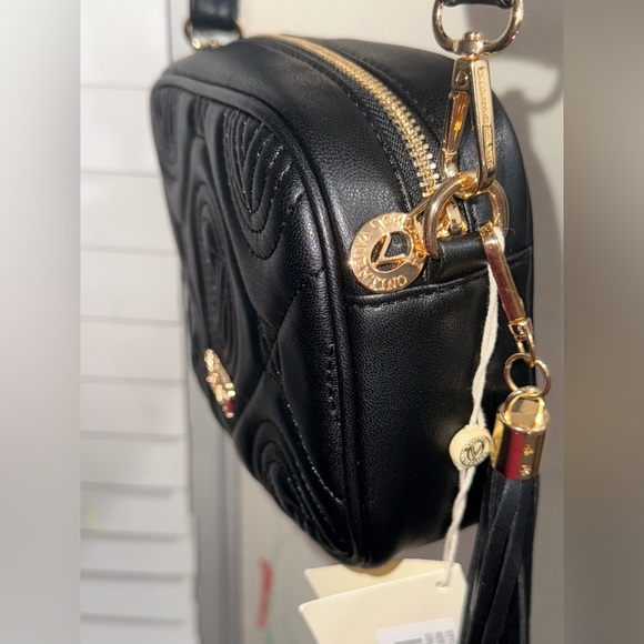 Valentino Orlandi Black Quilted Crossbody Bag with Gold Accents and EXTRA POUCH - Picture 8 of 11